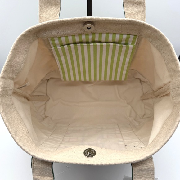 America & Beyond Beaded Olive Canvas Boat Tote Italian Picnic Market Bag NEW - Picture 4 of 7